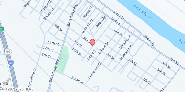 Map showing True Vine Missionary Baptist at 2800 8th St., Alexandria, LA