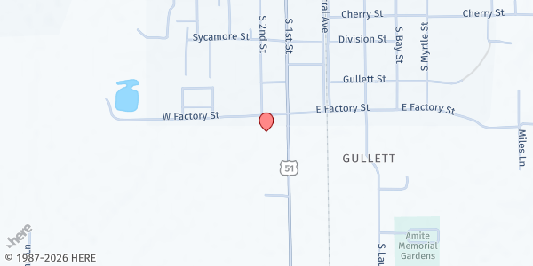 Map showing Hope Center - Two Rivers Baptist Association at 61591 Highway 51 North, Amite, LA