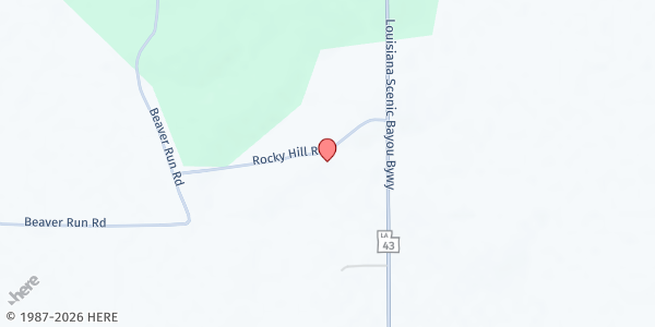 Map showing Rocky Hill A.M.E. Church at 151 Rocky Hill Road, Amite, LA