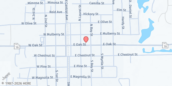 Map showing Truth In Christ New Living Way Church at 209 East Oak St, Amite, LA