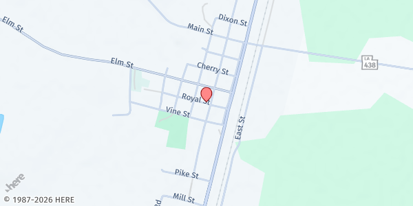 Map showing Angie Baptist Church at 64458 Royal St., Angie, LA