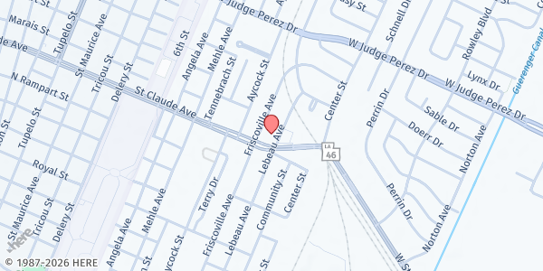 Map showing Community Center of St. Bernard at 7143 St. Claude Ave., Arabi, LA