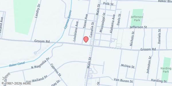 Map showing Mr. Ted's Pantry at 3015 Groom Rd., Baker, LA