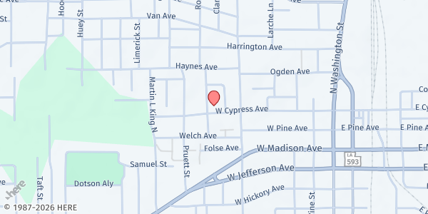 Map showing True Vine Baptist Church North at 464 W. Cypress St., Bastrop, LA