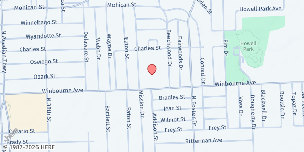 Map showing Abram's Temple Church at 4643 Winbourne Ave., Baton Rouge, LA