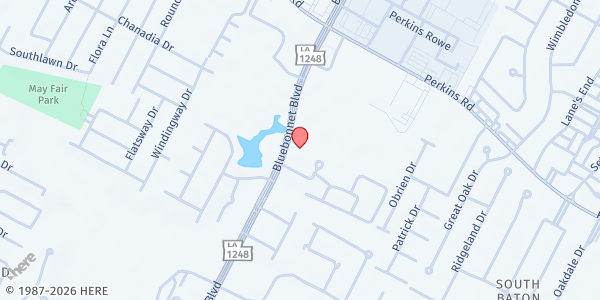 Map showing Capital City Church at 8321 Bluebonnet Blvd., Baton Rouge, LA