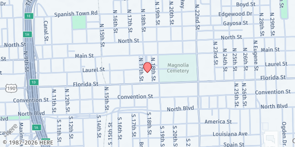 Map showing Catholic Charities - Baton Rouge at 1750 Laurel St., Baton Rouge, LA