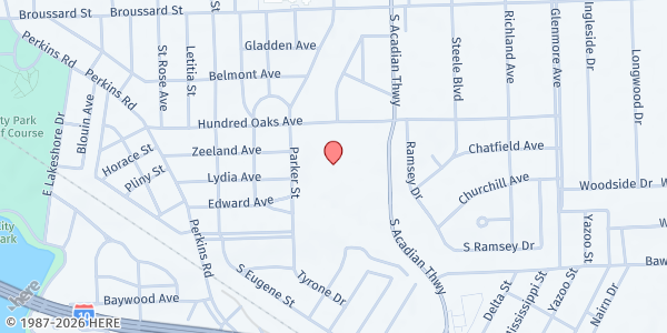 Map showing Catholic Charities Rural Outreach Food Program - Baton Rouge at 1900 S. Acadian Thruway, Baton Rouge, LA