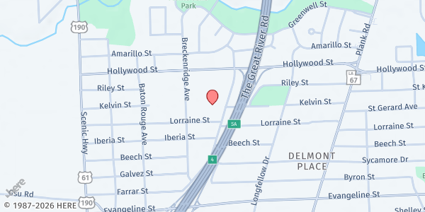Map showing Douglas Avenue Baptist Church at 5265 Douglas Ave., Baton Rouge, LA