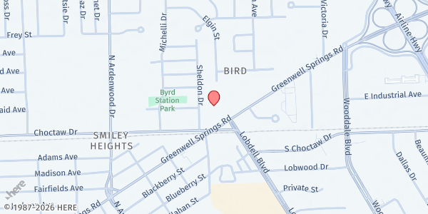 Map showing Gloryland Baptist Church at 6745 Greenwell Springs Rd., Baton Rouge, LA