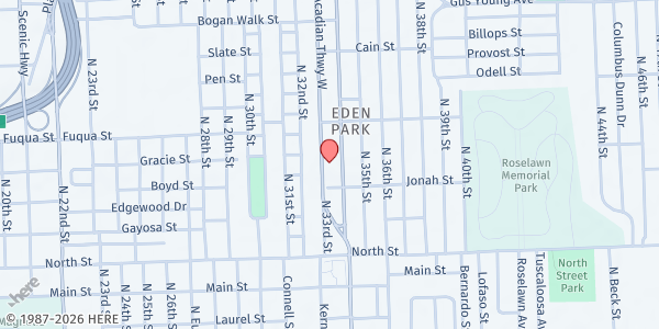 Map showing SBC at 914 N. Acadian Thruway W., Baton Rouge, LA