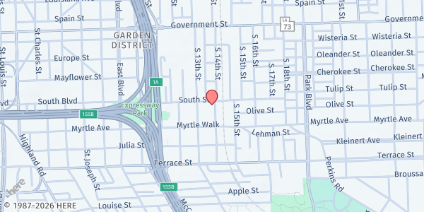 Map showing Scott-Gilchrist Bethel AME Church-Quality Center at 1358 S. Blvd., Baton Rouge, LA
