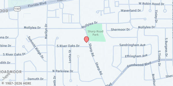 Map showing Southeast Ministries Association, Inc. at 476 Sharp Rd., Baton Rouge, LA
