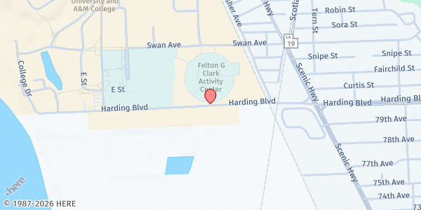 Map showing Southern University Food Pantry at 801 Harding Blvd., Baton Rouge, LA