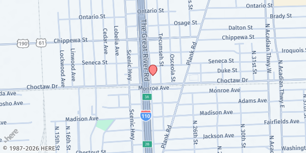 Map showing St. Anthony Catholic Church at 2305 Choctaw Dr., Baton Rouge, LA