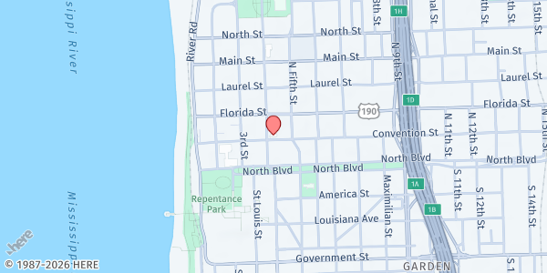 Map showing St. James Episcopal Church at 205 N. 4th St., Baton Rouge, LA