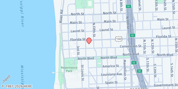 Map showing St. James Episcopal Church at 205 N. 4th St., Baton Rouge, LA