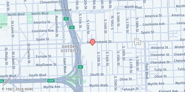 Map showing Travail 6:33, Inc. - Baton Rouge at 1120 Government St. Bldg. H, Baton Rouge, LA