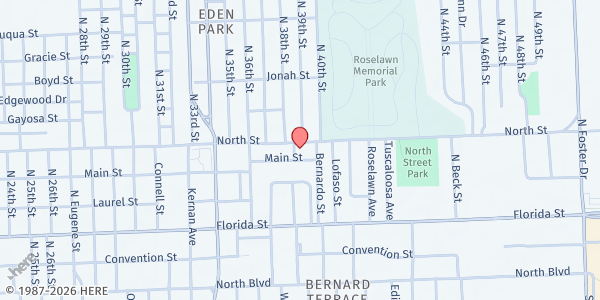 Map showing True Light Multi Center at 3836 N. St., Baton Rouge, LA