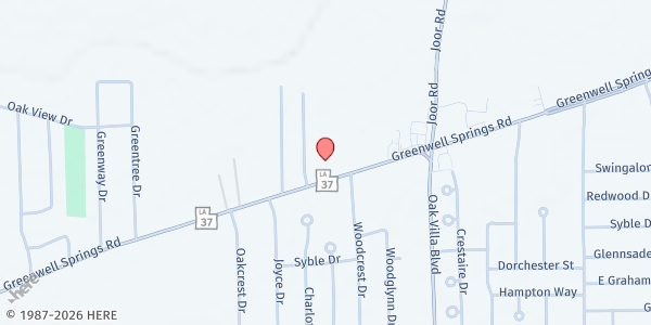 Map showing United Believers Baptist Church at 8837 Greenwell Springs Rd., Baton Rouge, LA