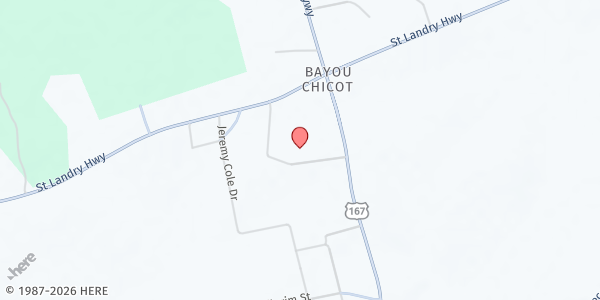 Map showing Calvary Baptist Church at 1059 Calvary Baptist Rd., Bayou Chicot, LA