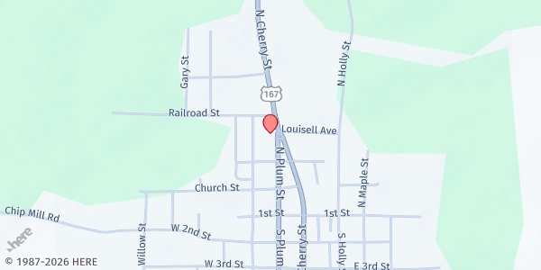 Map showing Christ Association (Union) at 113 Plum St., Bernice, LA