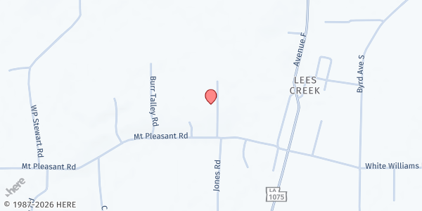 Map showing Mt. Pleasant Baptist Church at 280 Mount Pleasant Ln., Bogalusa, LA