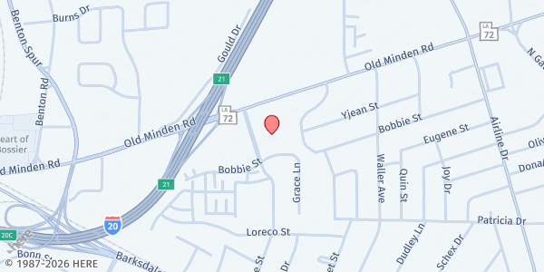 Map showing Helping Hands at 201 John Wesley Blvd., Bossier City, LA