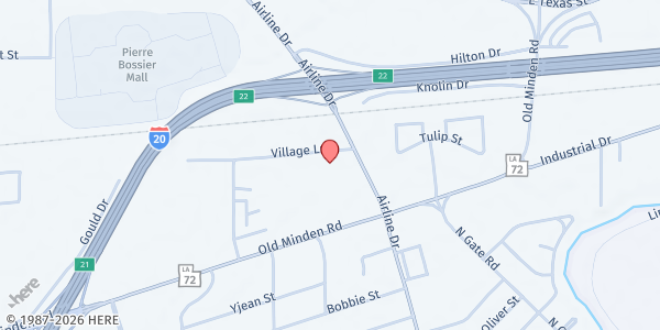 Map showing St. George Episcopal Church at 1959 Airline Dr., Bossier City, LA