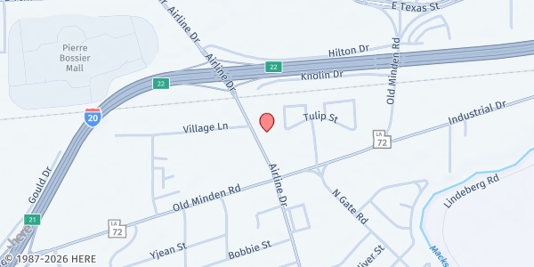 Map showing Trinity Presbyterian Church at 1944 Airline Dr., Bossier City, LA