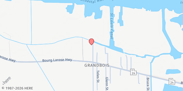 Map showing Bethel Baptist Church at 112 Matherne St., Bourg, LA