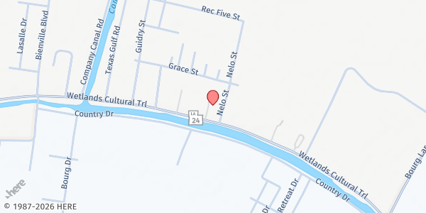 Map showing Vision Christian Center at 4467 Hwy. 24, Bourg, LA