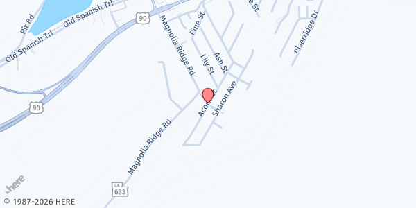 Map showing Mount Zion Baptist Church of Boutte at 107 Magnolia Ridge Rd., Boutte, LA