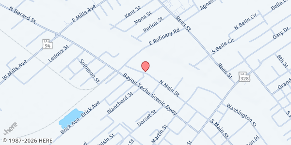 Map showing St. Bernard St. Francis at 610 N. Main St., Breaux Bridge, LA
