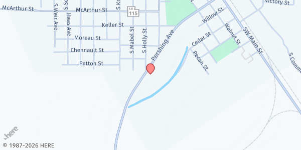 Map showing Abram's Temple Church at 519 Pershing Ave, Bunkie, LA