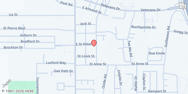 Map showing Carencro City Hall at 210 E. St. Peter St., Carencro, LA