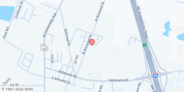 Map showing Our Lady of The Assumption at 410 N. Michaud St., Carencro, LA