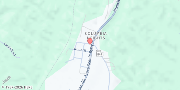 Map showing Caldwell Baptist House of Hope at 103 Adams St., Columbia, LA