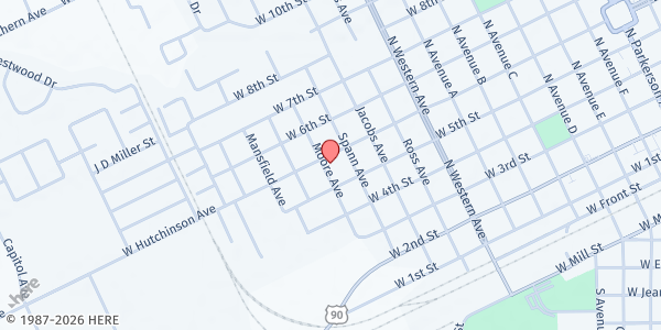 Map showing Love of Christ Baptist Church, Inc at 1121 West Hutchinson Avenue, Crowley, LA