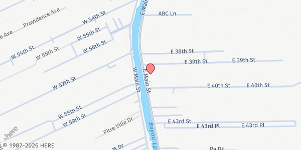 Map showing Community Bible Church of Lafourche at 14757 East Main St., Cut Off, LA