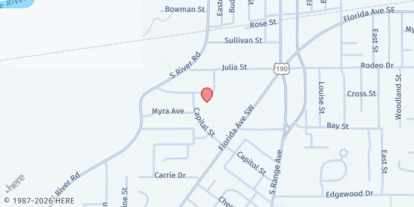 Map showing Healing Place Church - Denham Springs at 569 Florida Ave. SW, Denham Springs, LA