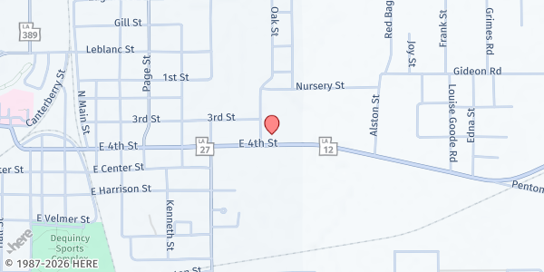 Map showing Community Outreach Center at 1006 E Fourth St, DeQuincy, LA