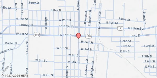 Map showing New Step Outreach at 2154 Hwy 171, Deridder, LA