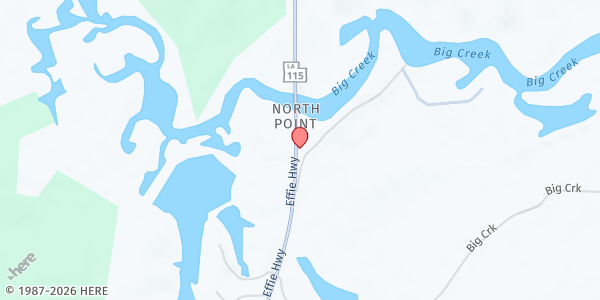 Map showing 1st Ward Richey Baptist Church at 999 Effie Hwy, Deville, LA