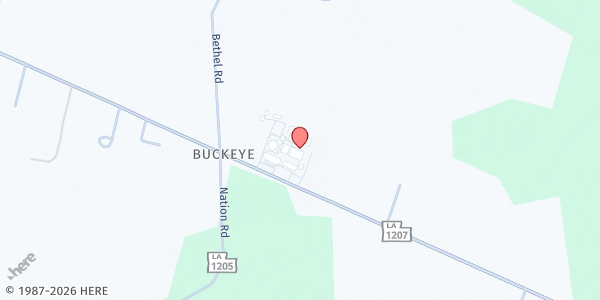 Map showing Buckeye Food Preservation - Deville at 715 Hwy. 1207, Deville, LA