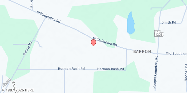 Map showing Philadelphia Baptist Church at 722 Philadelphia Rd., Deville, LA