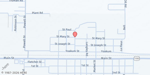 Map showing St. Paul Catholic Church at 1100 St. Mary St., Elton, LA