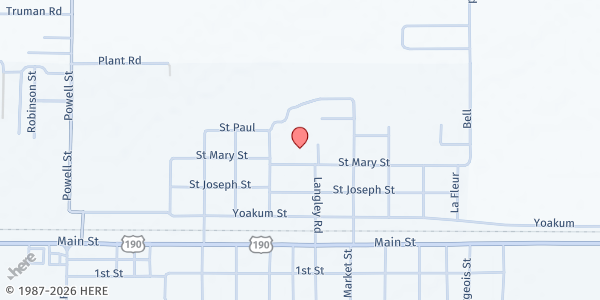 Map showing St. Paul Catholic Church at 1100 St. Mary St, Elton, LA