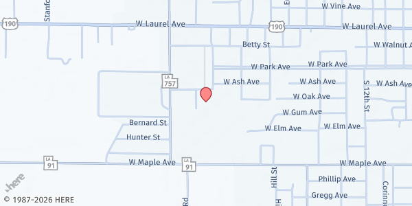 Map showing Eunice Food Bank at 2101 West Ash, Eunice, LA