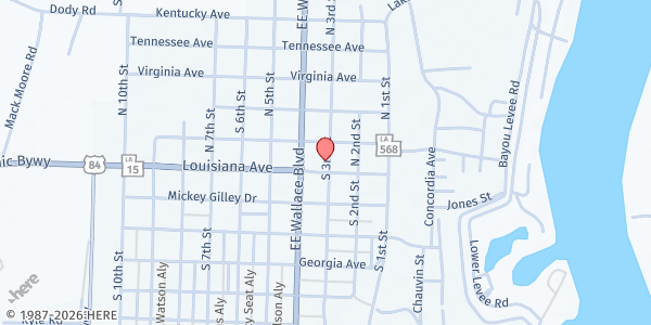 Map showing Delta Storefront Mission at 301 Louisiana Ave., Ferriday, LA